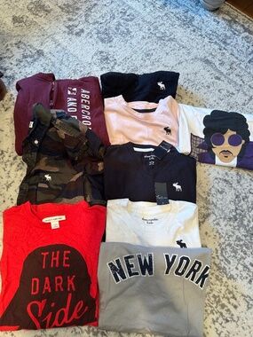 Boys 9PC Bundle 🔥 Abercrombie NWT Tees + New Camo Shirt + Graphic Tees (13/14)